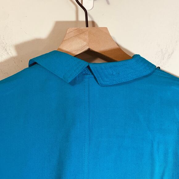 Vintage 80s Two Piece Jumpsuit & Jacket Set Teal/Turquoise Beaded Embellished 10 - Picture 9 of 16